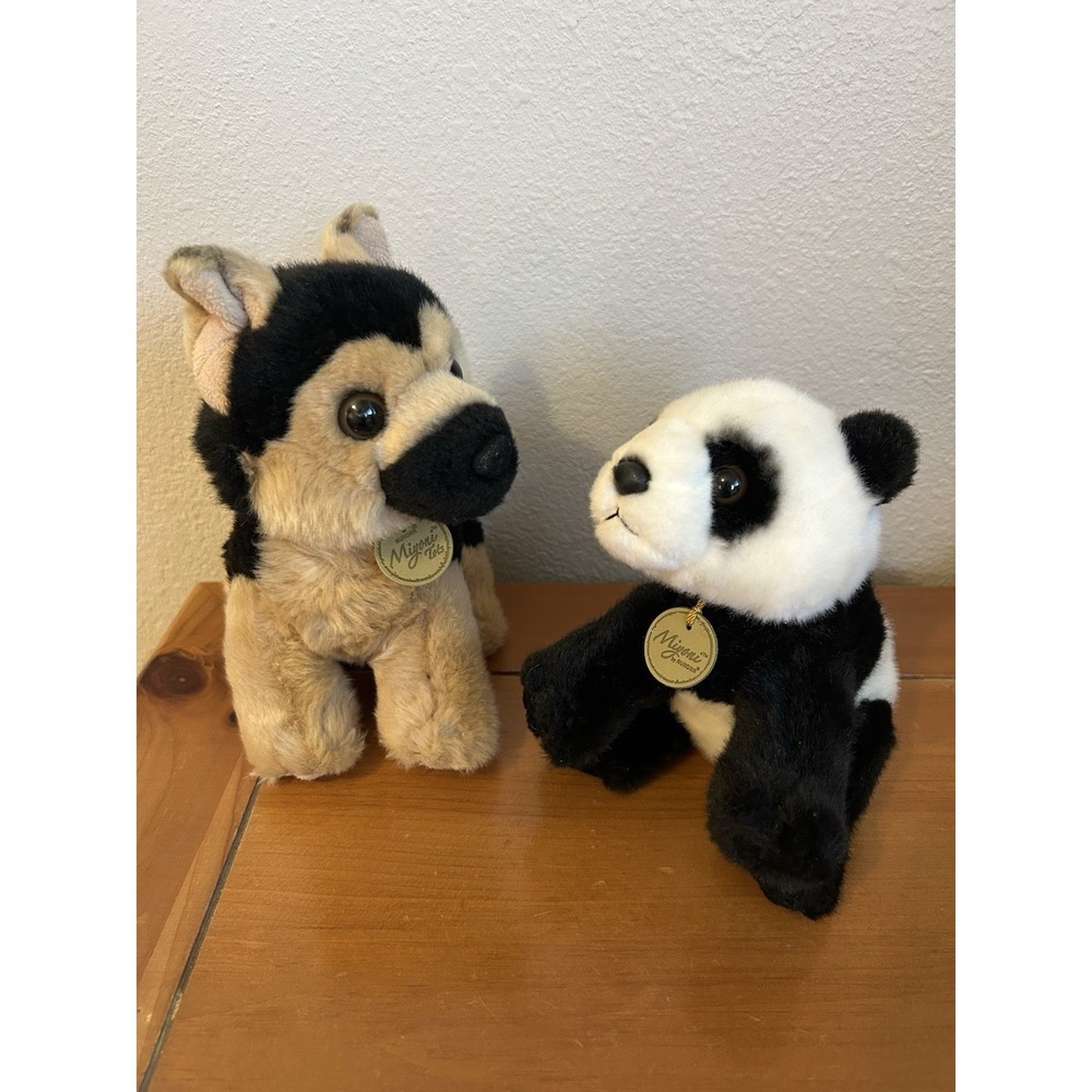 Pair Miyoni By Aurora‎ Small Plush German Shepherd Puppy And Panda Bear